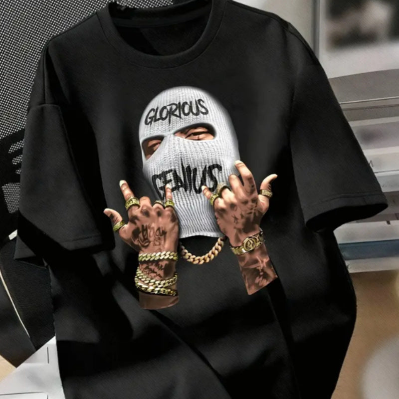 Men's Printed Casual T-shirt With Fashionable Round Neck